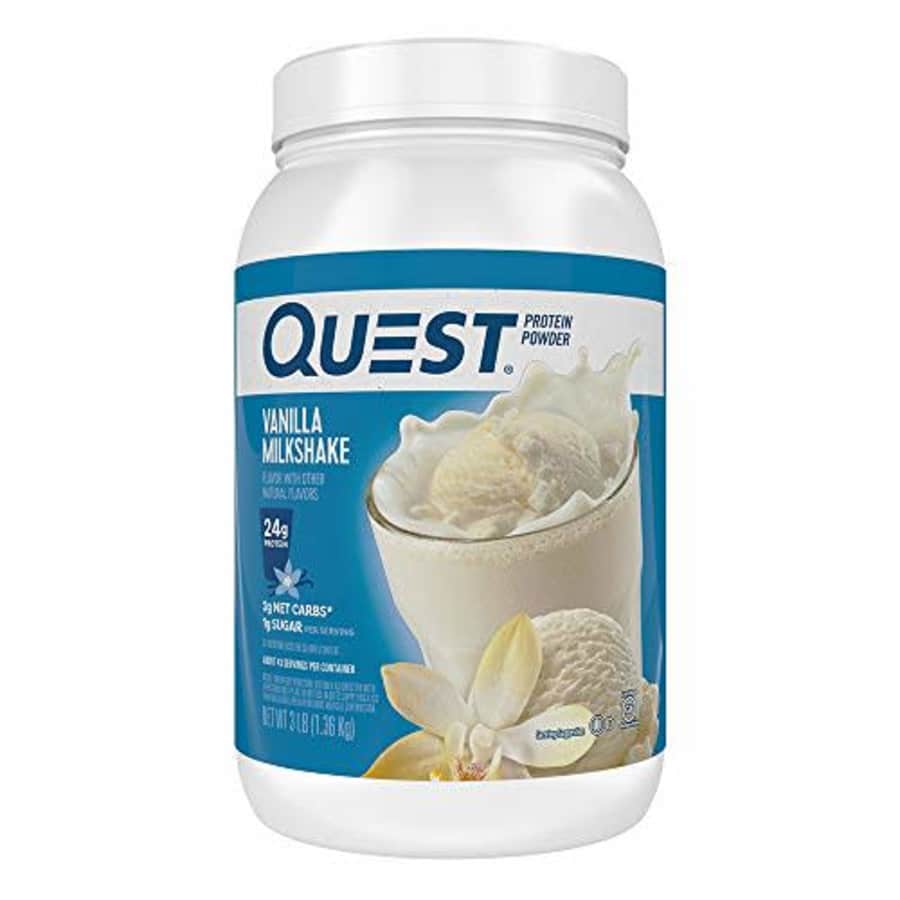 Quest Nutrition Vanilla Milkshake Protein Powder, High Protein, Low Carb, Gluten Free, Soy Free, 48 for $60 Quest Nutrition Vanilla Milkshake Protein Powder, High Protein, Low Carb, Gluten Free, Soy Free, 48 for $60