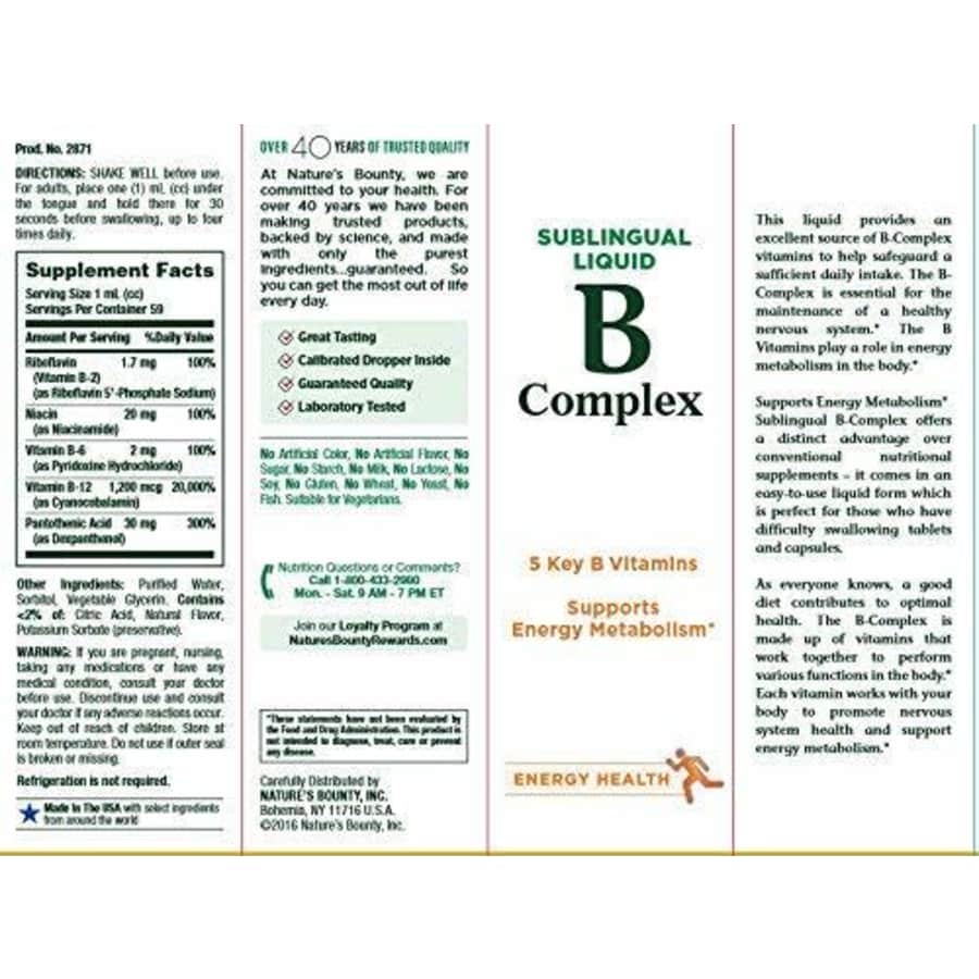 Nature's Bounty Vitamin B Complex sublingual Liquid, 2 Oz (Pack of 2) for $17 Nature's Bounty Vitamin B Complex sublingual Liquid, 2 Oz (Pack of 2) for $17