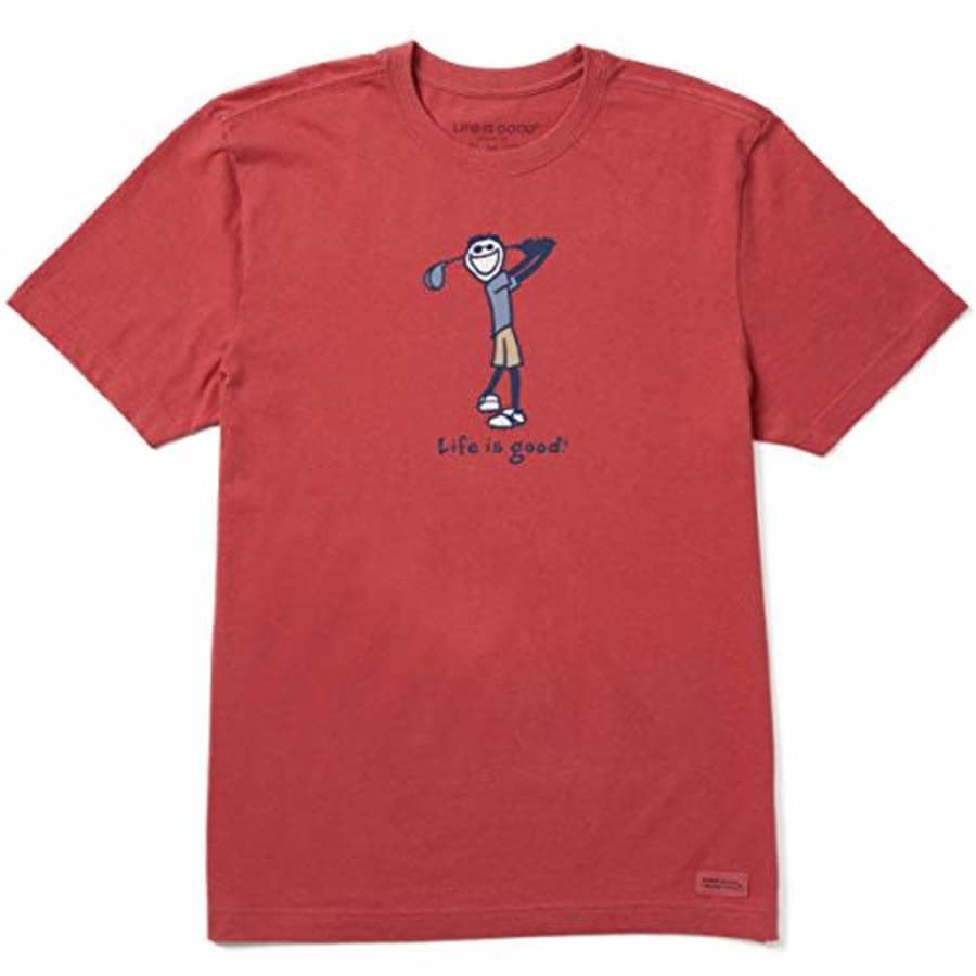 Life is Good Men's Crusher T, Short Sleeve Cotton Graphic Tee Shirt, Golf Jake, Faded Red, Large for $18 Life is Good Men's Crusher T, Short Sleeve Cotton Graphic Tee Shirt, Golf Jake, Faded Red, Large for $18