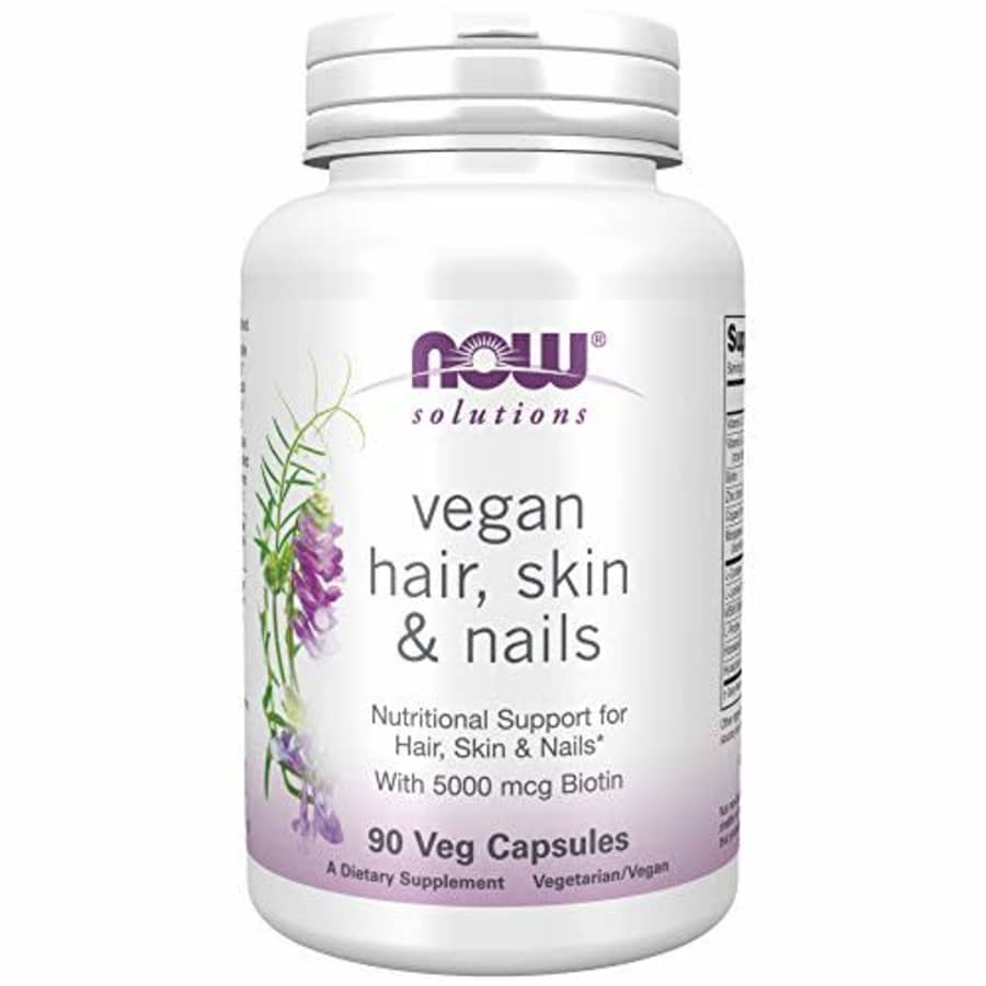Now Foods NOW Solutions, Vegan Hair, Skin & Nails, Nutritional Support with 5,000 mcg Biotin, 90 Veg Capsules for $14 Now Foods NOW Solutions, Vegan Hair, Skin & Nails, Nutritional Support with 5,000 mcg Biotin, 90 Veg Capsules for $14