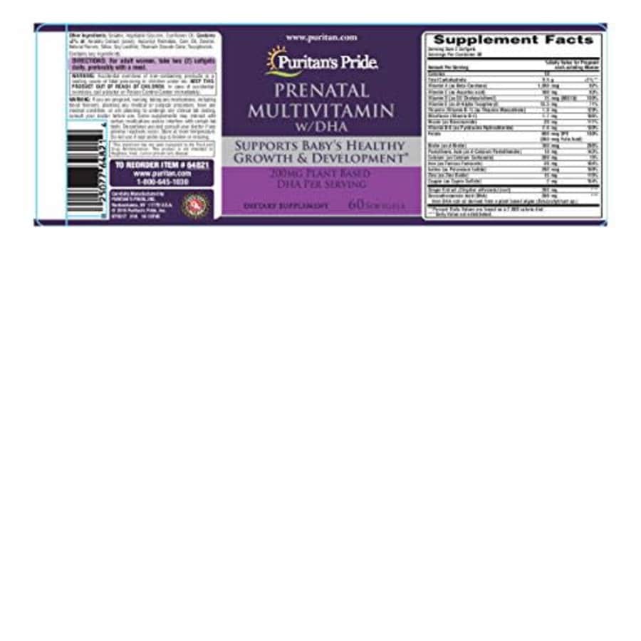 Puritan's Pride Prenatal Multivitamin with DHA, Supports Baby's Growth and Development**, 60 Softgels, by Puritan's for $13 Puritan's Pride Prenatal Multivitamin with DHA, Supports Baby's Growth and Development**, 60 Softgels, by Puritan's for $13