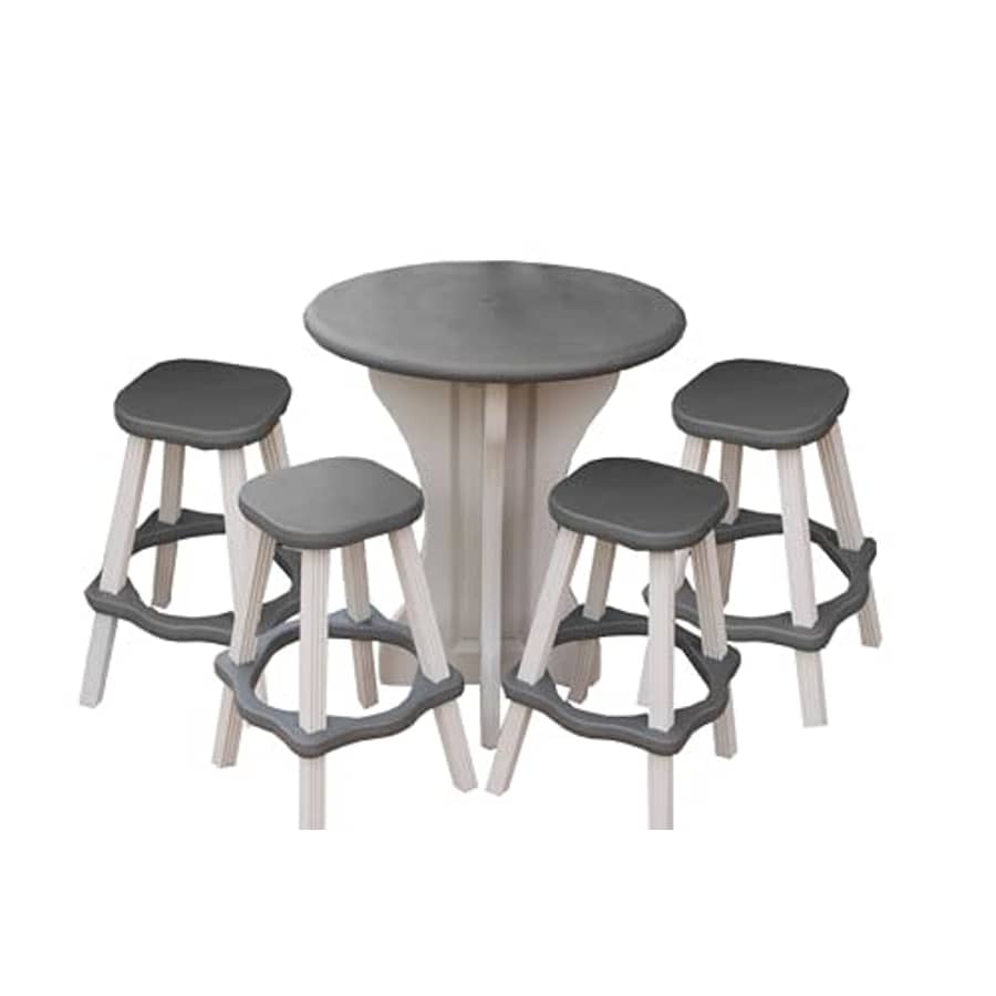 Leisure Accents Patio Table Set with Four Barstools - Warm Grey Base with Deep Grey Accents - for $220 Leisure Accents Patio Table Set with Four Barstools - Warm Grey Base with Deep Grey Accents - for $220
