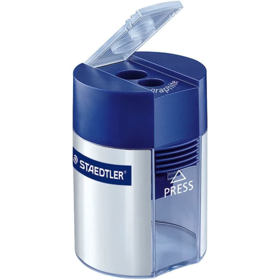 Staedtler Metal Double Hole Sharpener with Tub for $8 Staedtler Metal Double Hole Sharpener with Tub for $8