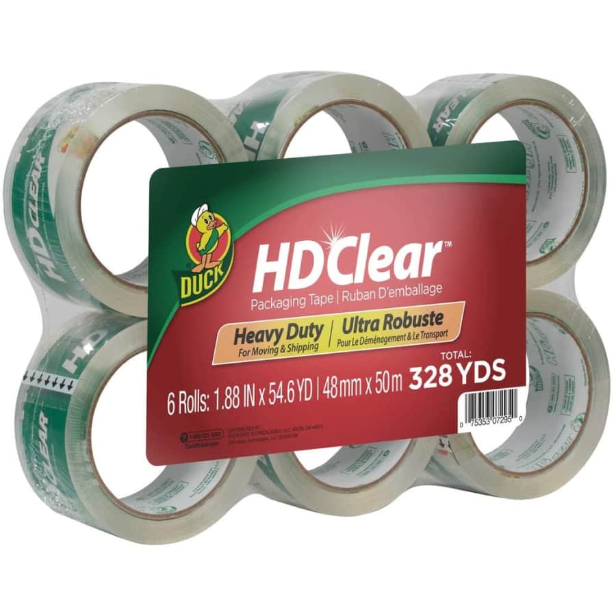 Duck HD Clear Heavy Duty Packaging Tape 6-Pack for $19 Duck HD Clear Heavy Duty Packaging Tape 6-Pack for $19