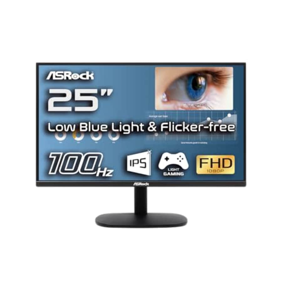 ASRock 25 inch 100 Hz Light Gaming Monitor for Home Office (Low Blue Light & Flicker-Free) IPS for $74 ASRock 25 inch 100 Hz Light Gaming Monitor for Home Office (Low Blue Light & Flicker-Free) IPS for $74