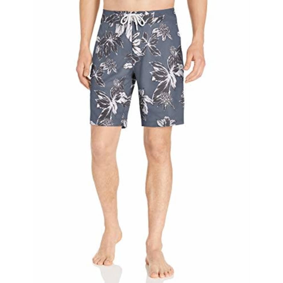 Amazon Brand - Goodthreads Men's 9" Inseam Swim Boardshort, Navy Large Floral, 28 for $8