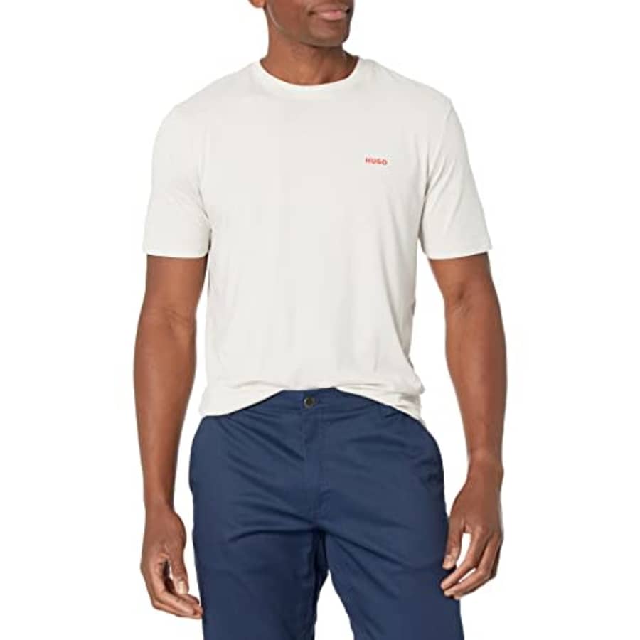 HUGO Men's Small Logo Short Sleeve T-Shirt, Oat Milk, XXL for $37
