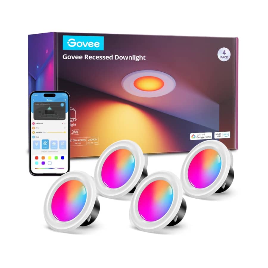 Govee 4" Smart Retrofit Recessed Lights 4-Pack for $90 Govee 4" Smart Retrofit Recessed Lights 4-Pack for $90