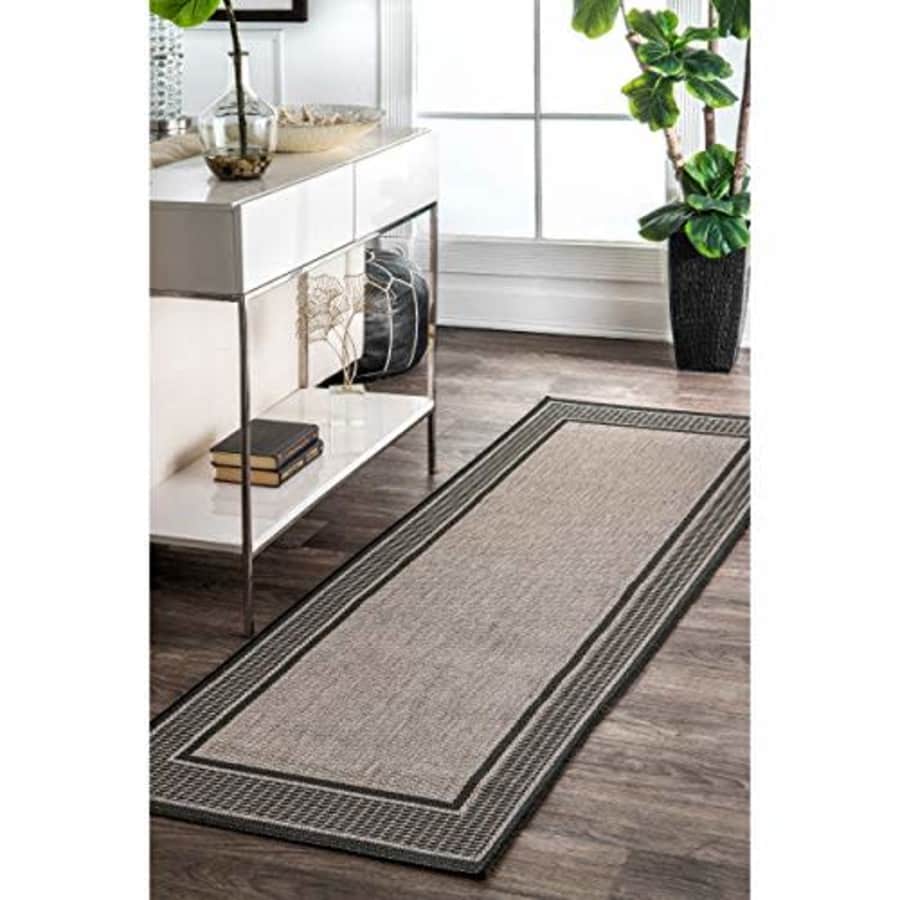 nuLOOM Gris Border Outdoor Area Rug, 2' x 6', Grey for $33 nuLOOM Gris Border Outdoor Area Rug, 2' x 6', Grey for $33