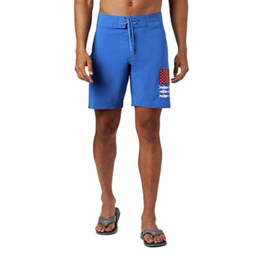 Columbia Men's PFG Fish Series Board Short, Vivid Blue/White Fish Flag, 44x9 for $38 Columbia Men's PFG Fish Series Board Short, Vivid Blue/White Fish Flag, 44x9 for $38