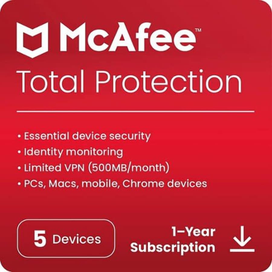McAfee Total Protection 5-Device 1-Year Digital Subscription: $20