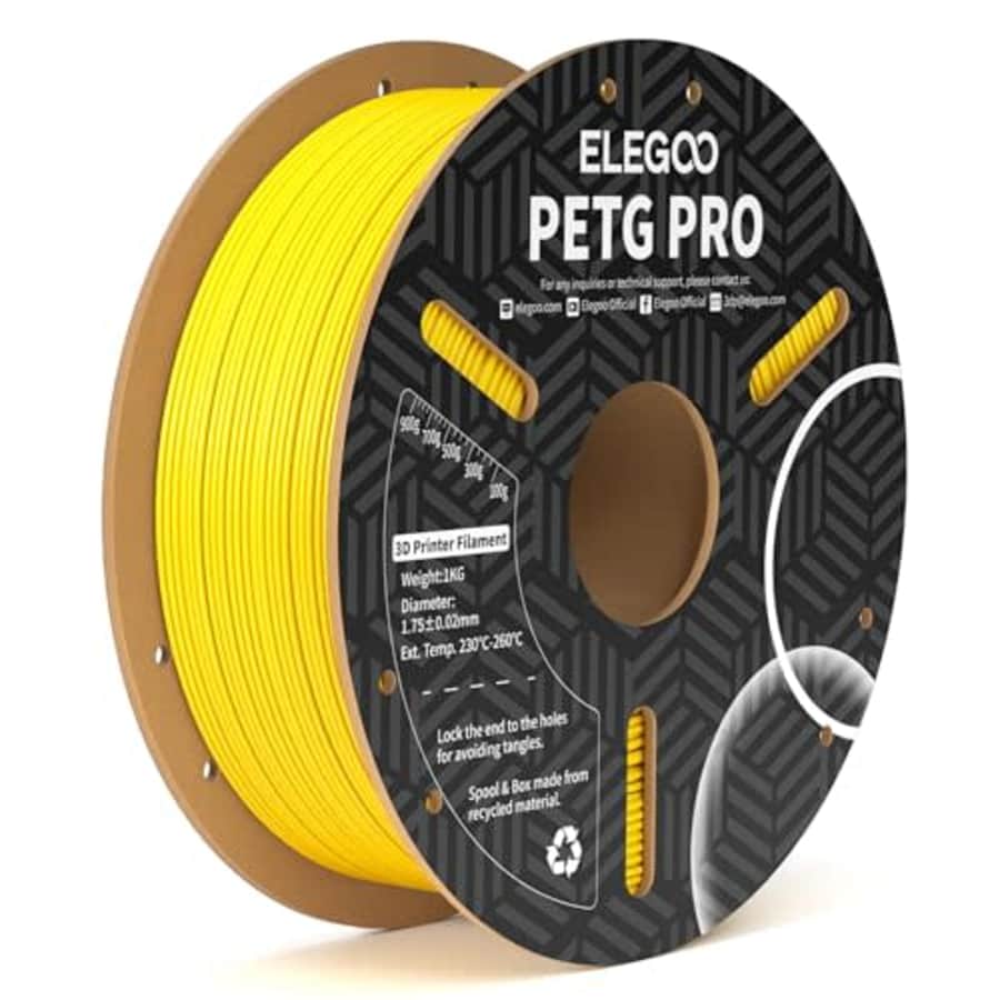 ELEGOO PETG PRO Filament 1.75mm Yellow 2KG, Strong Toughness 3D Printer Filament Dimensional for $19