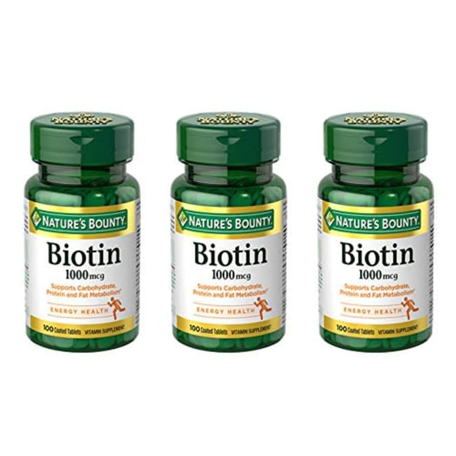 Nature's Bounty Biotin 1000 mcg Tablets 100 Count (Pack of 3) for $9