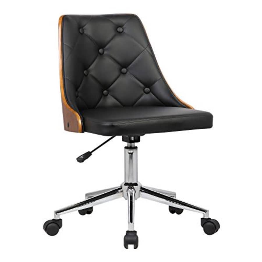 Armen Living Diamond Office Chair in Black Faux Leather and Chrome Finish for $166 Armen Living Diamond Office Chair in Black Faux Leather and Chrome Finish for $166