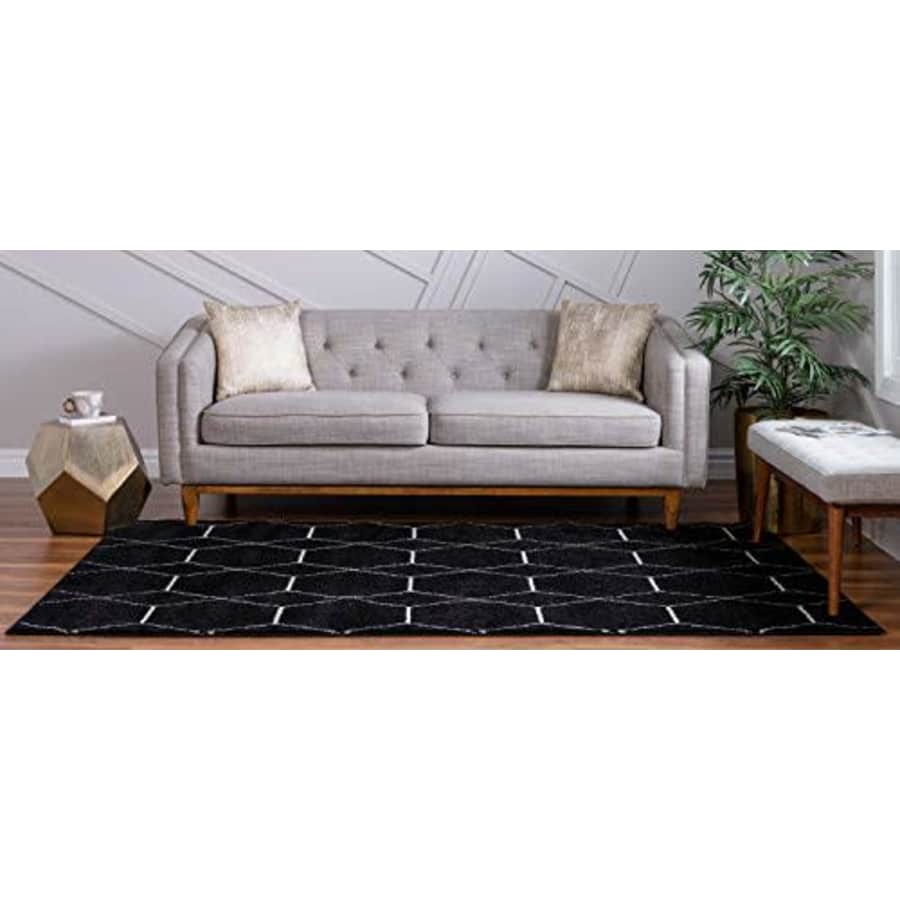 Unique Loom Trellis Frieze Collection Lattice Moroccan Geometric Modern Black Area Rug (8' 0 x 11' for $186