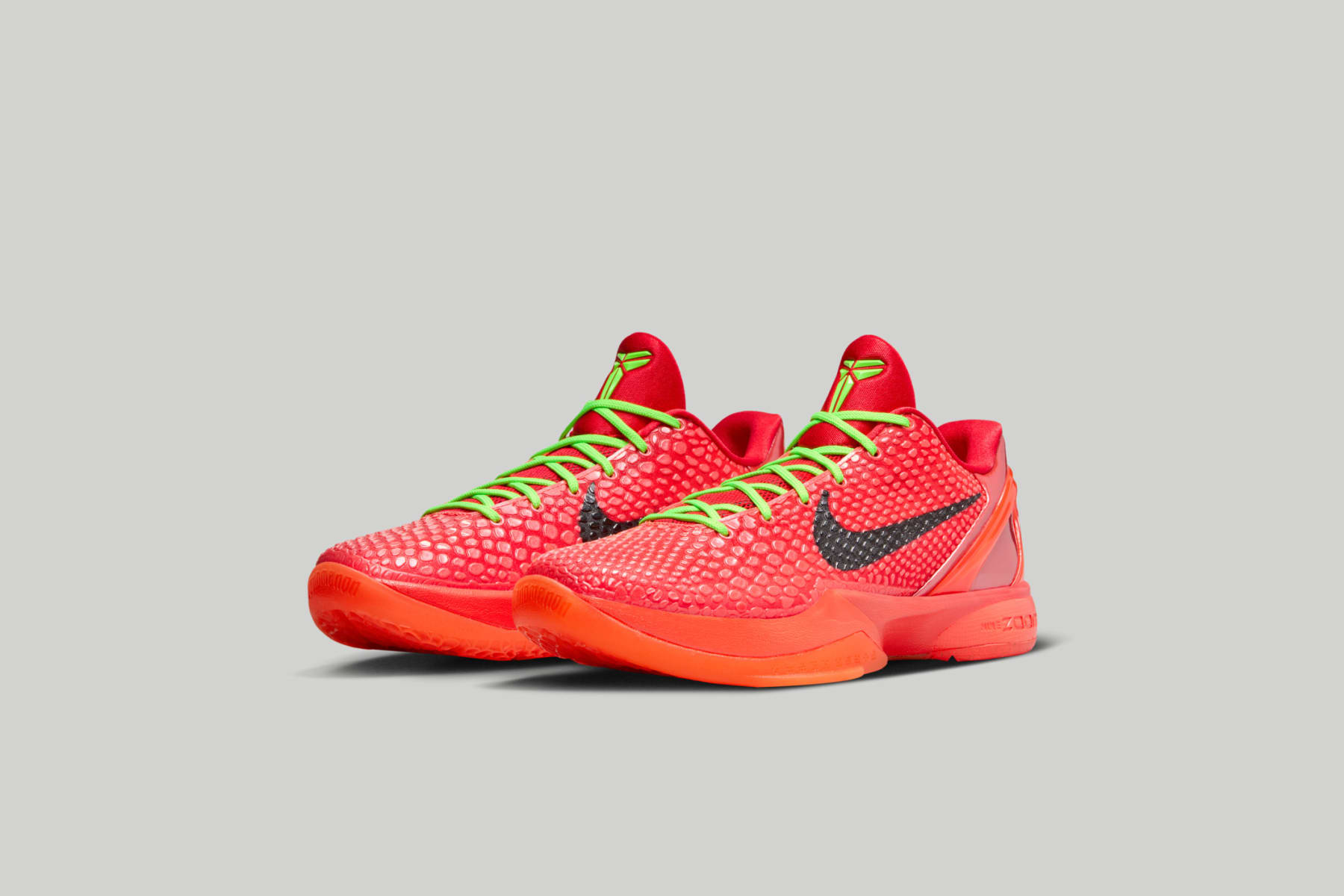 Nike Kobe 6 Protro shoes shown against gray background.