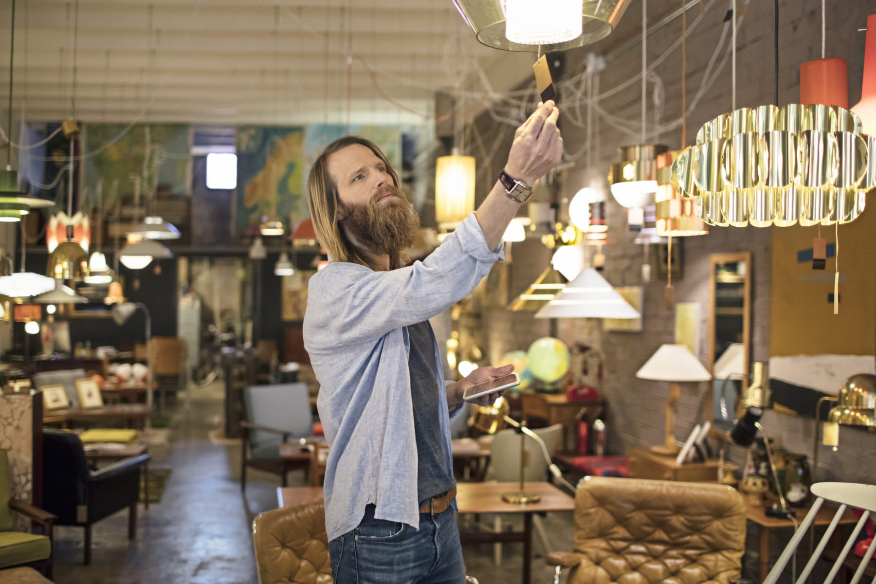man shopping for furniture