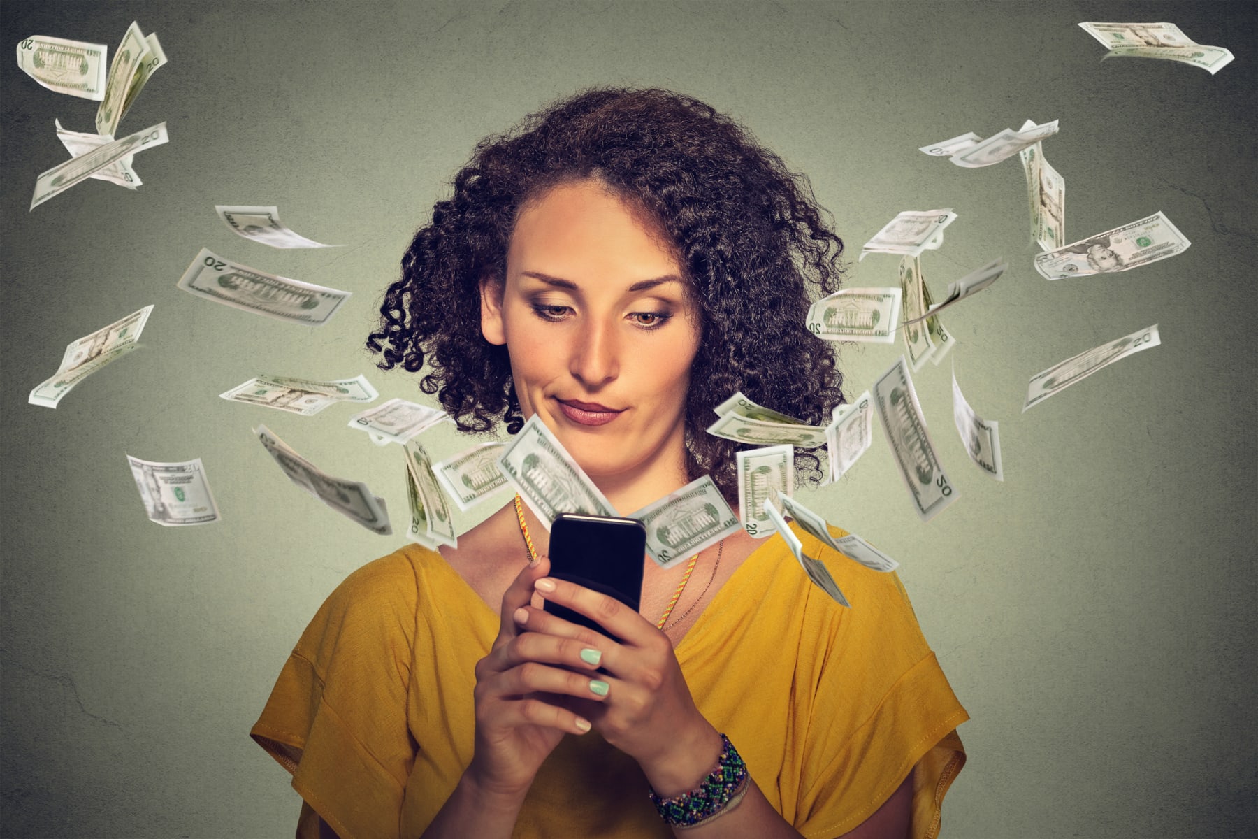 money flying out of phone