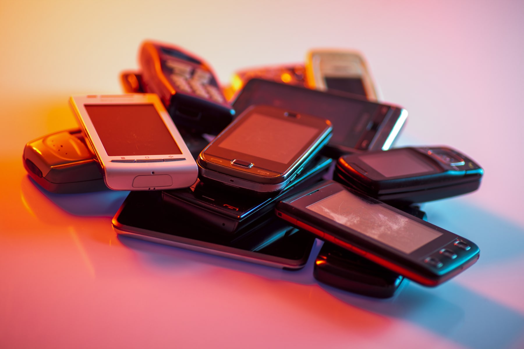 Cell phones in a pile