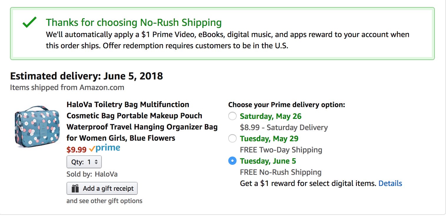 Prime Free Shipping: One-Day Delivery on $1 Orders