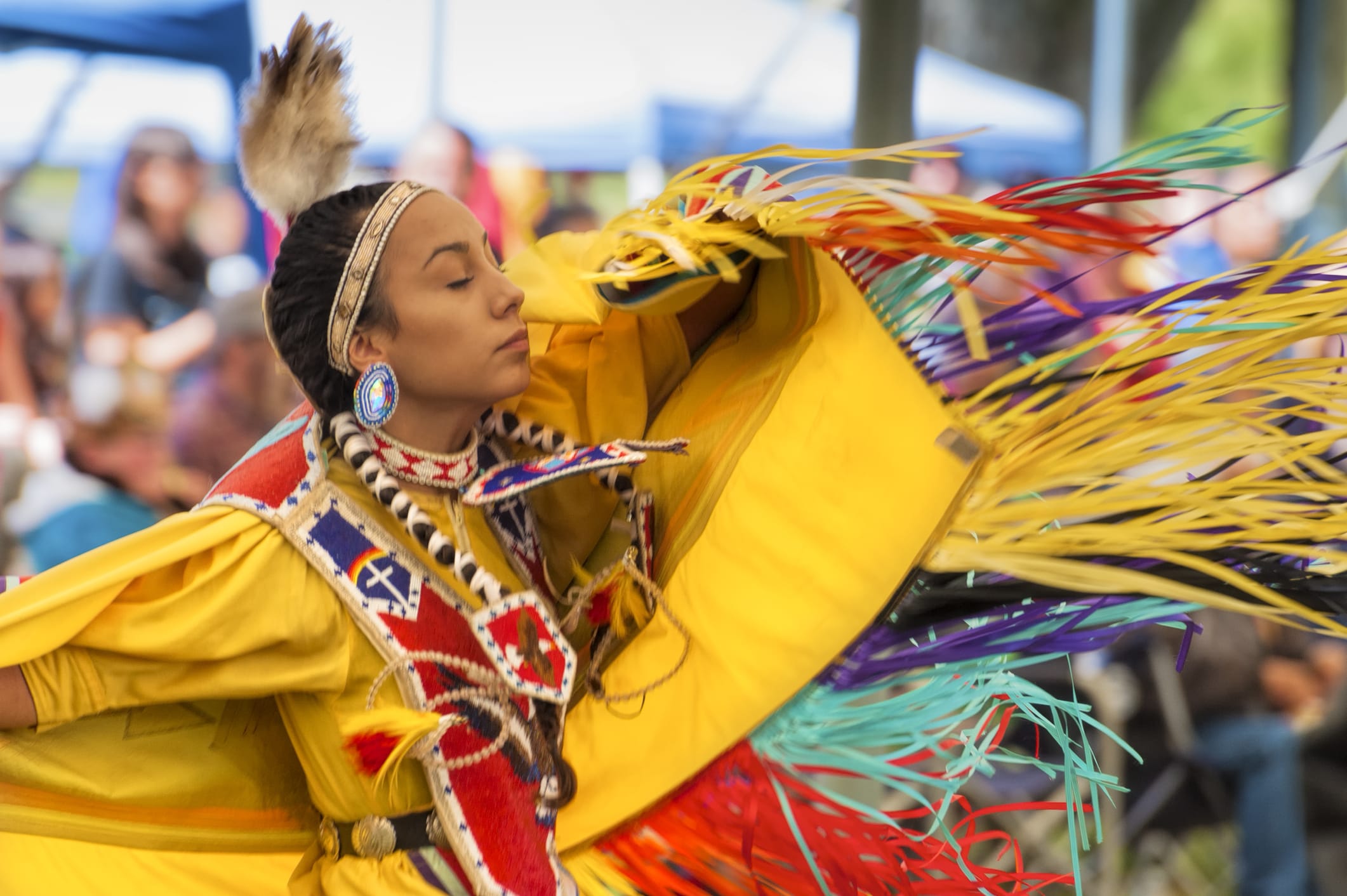 Close-Up of Dancing Native American Woman