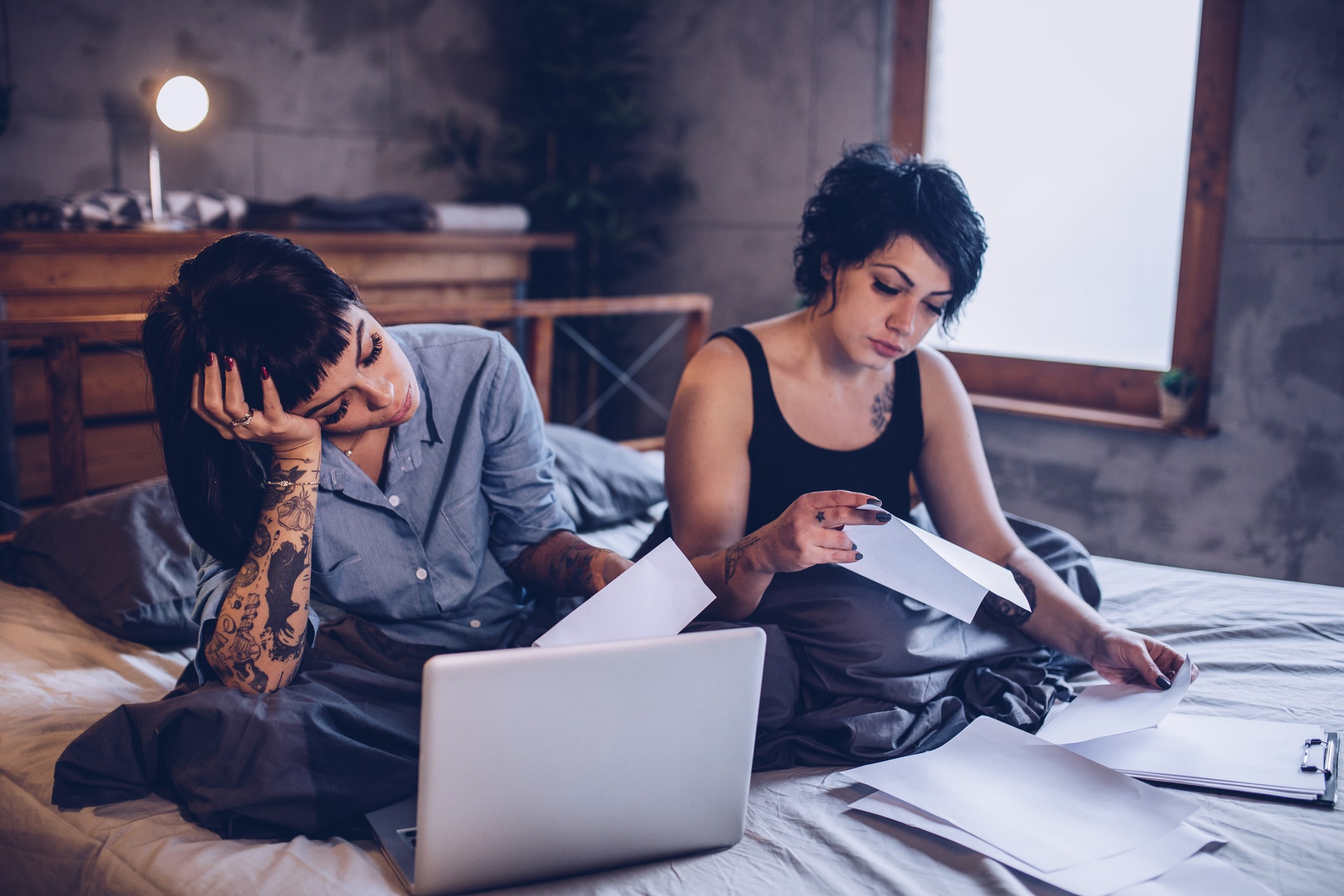 couple paying bills