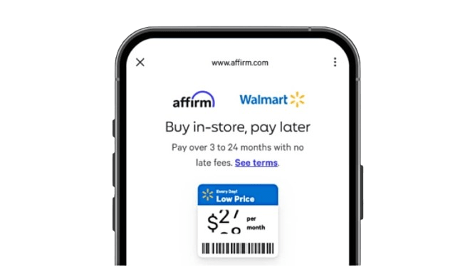 Buy in-store, pay later at Walmart on phone.