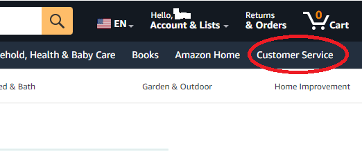 Amazon customer help button.