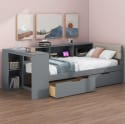 Euroco Wood Twin Size Platform Bed with Desk and Shelves for $227 + free shipping