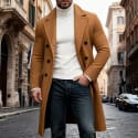 Men's Winter Coat Overcoat Long Trench Coat for $22 + $9 shipping