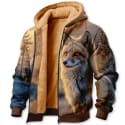 Men's 3D Fox Print Fleeced Hoodie Jacket for $19 + $10 shipping