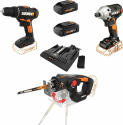 Worx 20V 3/8" Power Drill, 1/4" Impact Driver, AXIS Saw Combo Kit for $129 + free shipping