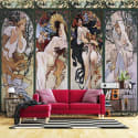Mucha-Inspired Four Seasons Goddess Mural for $22 per m² + free shipping