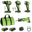Greenworks 24V Brushless 4-Piece Power Tool Combo Kit w/ 2 Batteries & Charger for $139 + free shipping