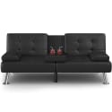 Homall Faux Leather Futon Sofa Bed w/ 2 Cupholders for $140 + free shipping