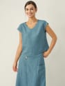 Linen V-Neck Cap Sleeve Crop Top for $27 + $9.90 shipping
