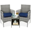 Best Choice Products 3-Piece Outdoor Wicker Conversation Bistro Set, Space Saving Patio Furniture for $100 + free shipping