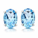 RMZ Gold NYC White Gold Genuine London Blue Topaz 5x7 Oval Stud Earrings for $14 + free shipping