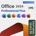 Microsoft Office Pro 2024 for Windows 10/11 2-PC Lifetime License + Excel Templates Bundle for $20 + digital download