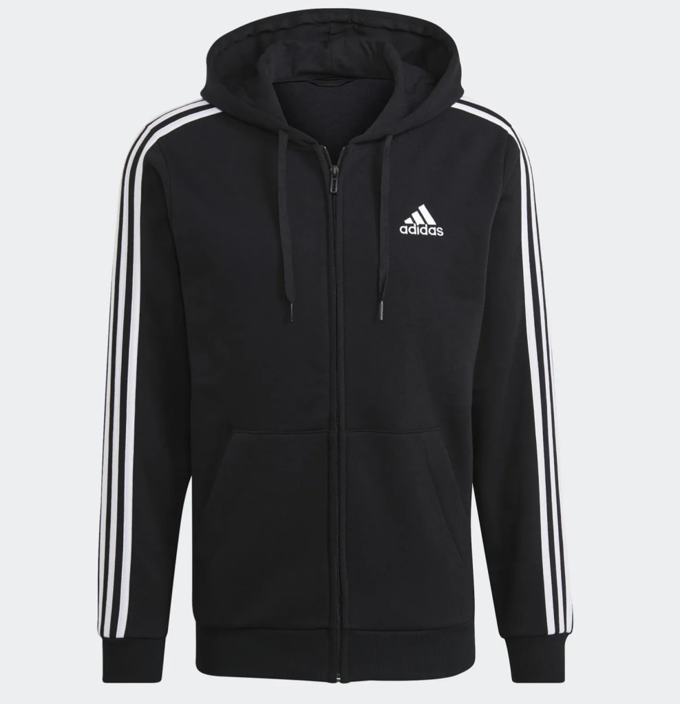 adidas Men's Essentials Fleece 3-Stripes Full-Zip Hoodie
