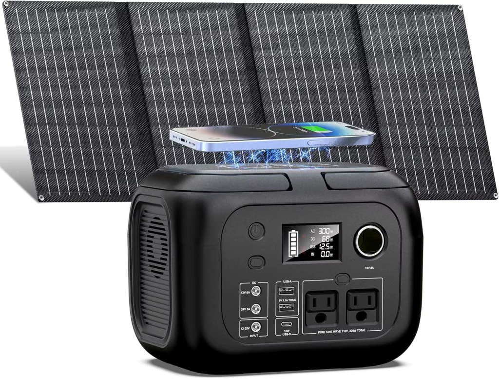 300W Portable Power Station w/ 40W Solar Panel for $110 + free shipping