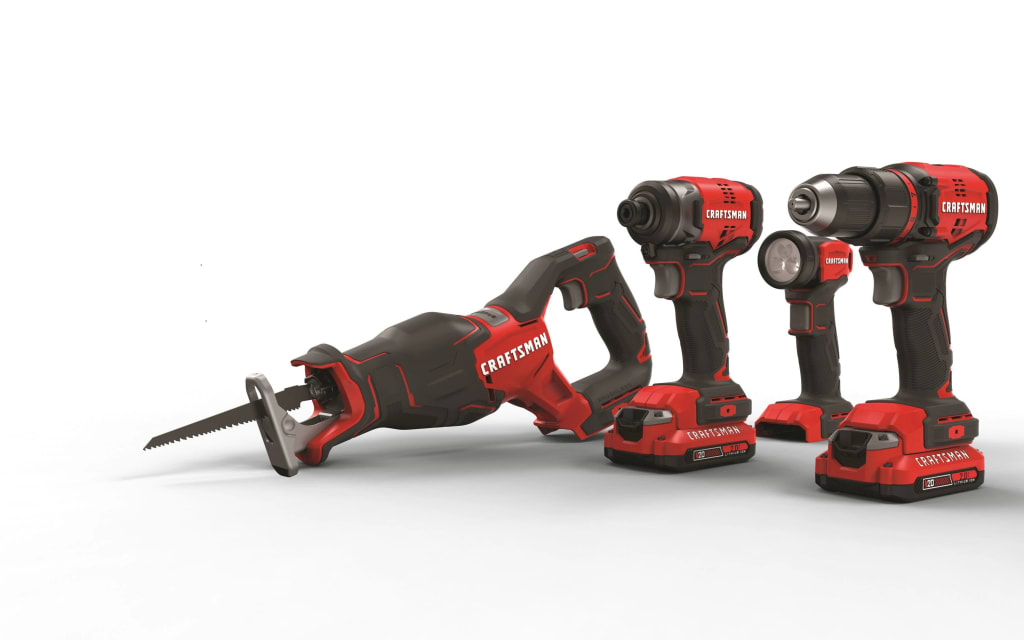 Craftsman V20 20V Max 4-Tool Brushless Power Tool Combo Kit with Soft ...