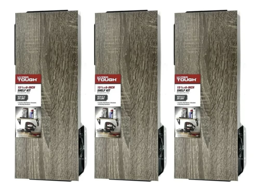 Hyper Tough 15-3/4" x 6" Shelf Kit 3-Pack for $13 + free shipping w/ $35