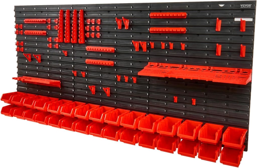 Vevor Wall Mounted 30-Bin Storage Rack System w/ Tool Holders: $35