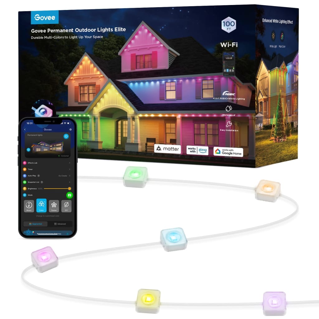 Govee WiFi RGBIC 100foot Outdoor String Lights 200