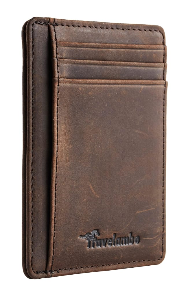 Travelambo Slim Leather RFID Blocking Wallet: $7.99