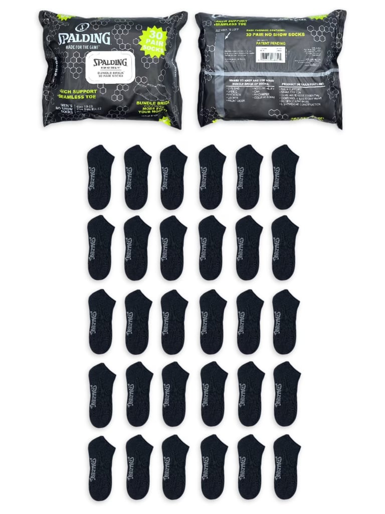 Spalding Men's No-Show Socks 30-Pair Pack for $9 + free shipping w/ $35