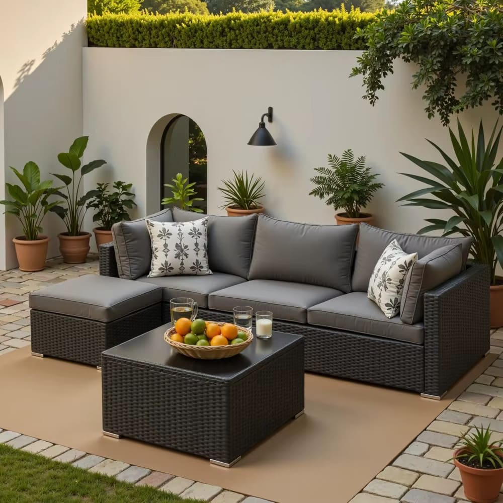 5-Piece Outdoor Sectional Sofa Set w/ Coffee Table for $225 + free shipping