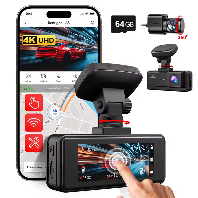 Redtiger A8 4K Dual Dash Cam for $59 + free shipping