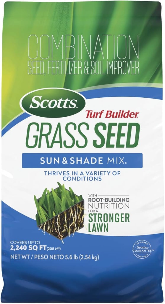 Scotts Turf Builder Grass Seed Sun & Shade Mix w/ Fertilizer 5.6lb Bag